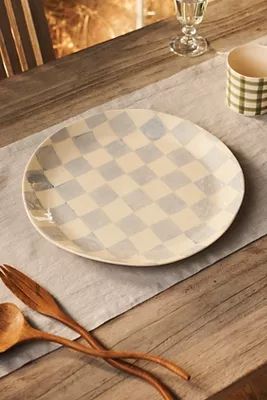 Color Washed Checkered Serving Platter | Anthropologie (US)