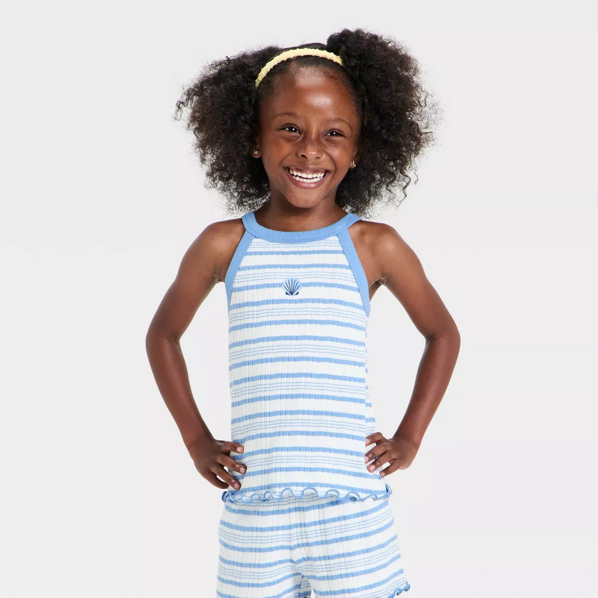 Toddler Girls' 2pc Striped Knit Tank Top and Shorts Set - Cat & Jack\u2122 Blue 4T | Target