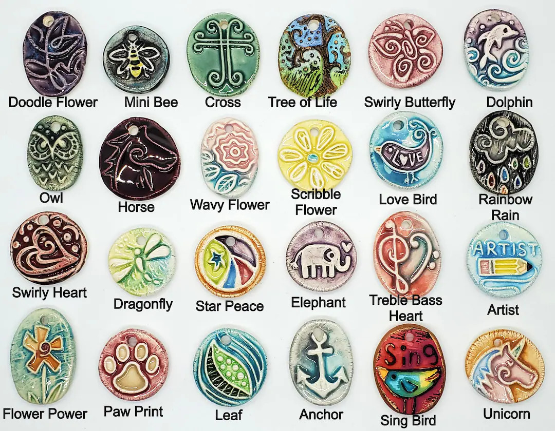 Cute Ceramic Necklaces - Many Designs to Choose From - Custom Made - Hand Carved Designs - Buy Mo... | Etsy (US)