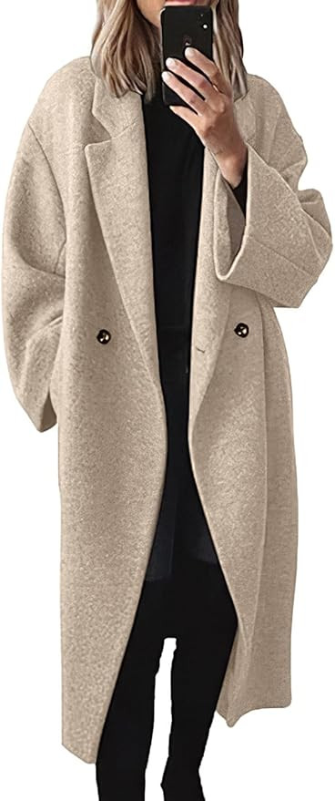 PEHMEA Women's Wool Blend Mid-Length Coat for Fall Winter, Single-Breasted Warm Classic Peacoat f... | Amazon (US)