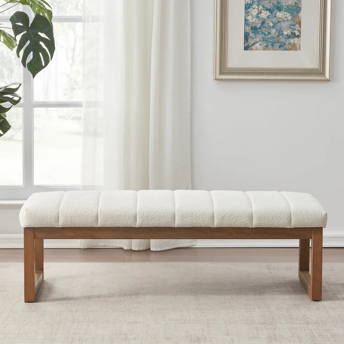 53" Wide Boucle Upholstered Bench | Wayfair North America