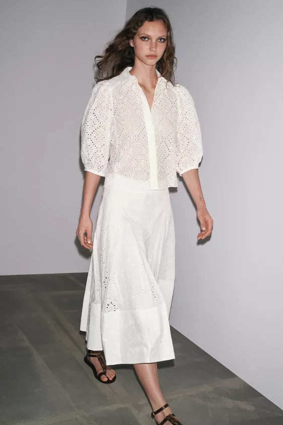 ZW COLLECTION SHIRT WITH CUTWORK EMBROIDERY | Zara UK