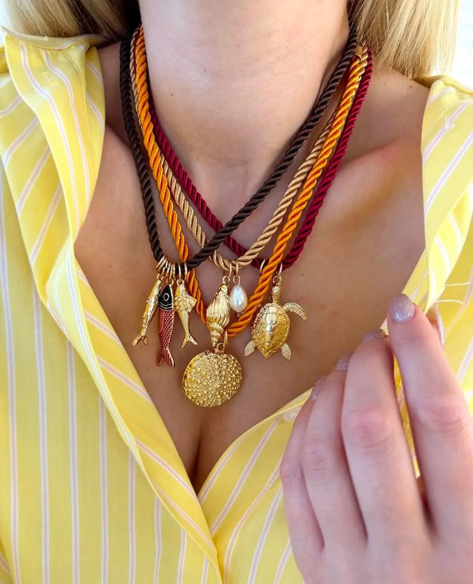 Gold Sea-inspired Rope Necklace Set – Handmade Nautical Charm Necklaces With Turtle, Fish, Seas... | Etsy (US)