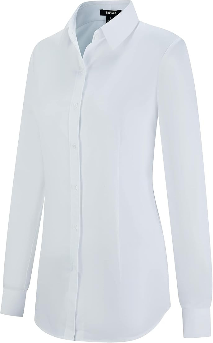 Tapata Womens Button Down Shirts Classic Fit Long Sleeve Blouses Stretch Tops for Work Business C... | Amazon (US)