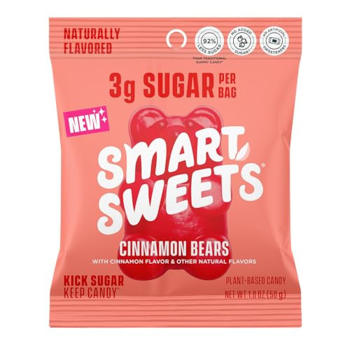 SmartSweets Cinnamon Bears Gummy Candy: 1.8oz (Pack of 14), Gummy Candy with Low Sugar, Low Calorie, No Artificial Sweeteners, Plant-Based, Gluten-Free, Healthy Snack for Kids & Adults | Amazon (US)