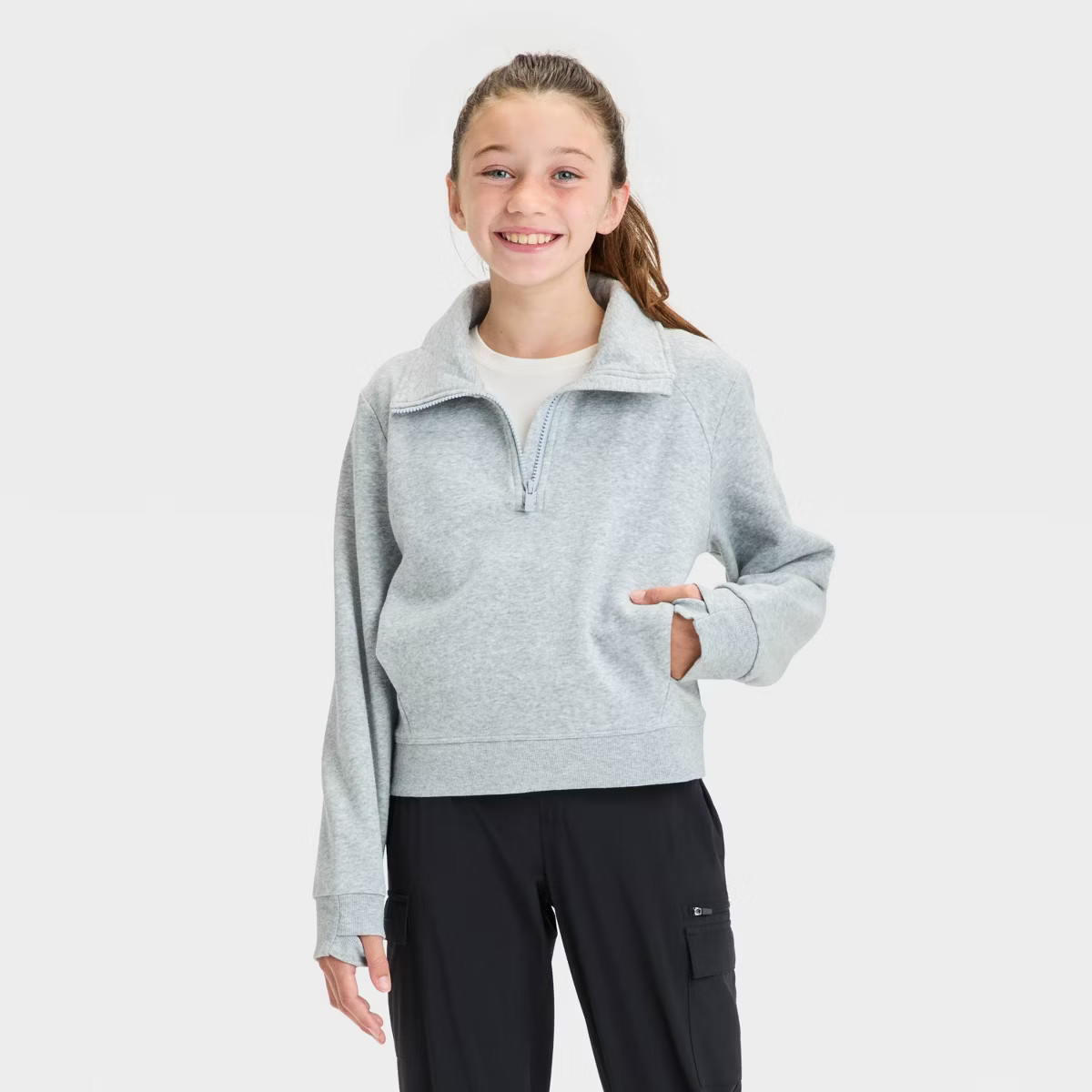 Girls' 1/2 Zip Fleece Pullover Sweatshirt - All In Motion™ | Target