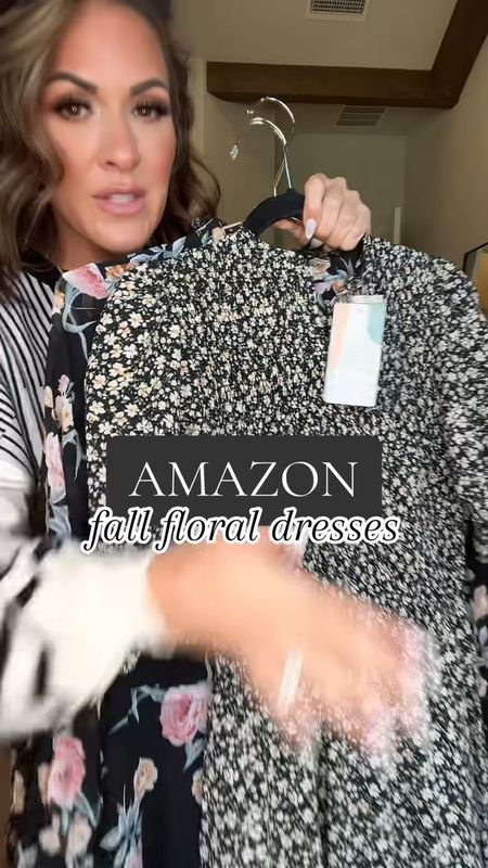 fall floral dresses from @Amazon Fashion 🖤🤎

wearing a small in all 3 find that they fit true to size. 

saved in amazon under september finds! 

#fallfloraldress #amazonfallfashion #amazonfashion #fallfashion #fallfashiontrends #falldresses 
