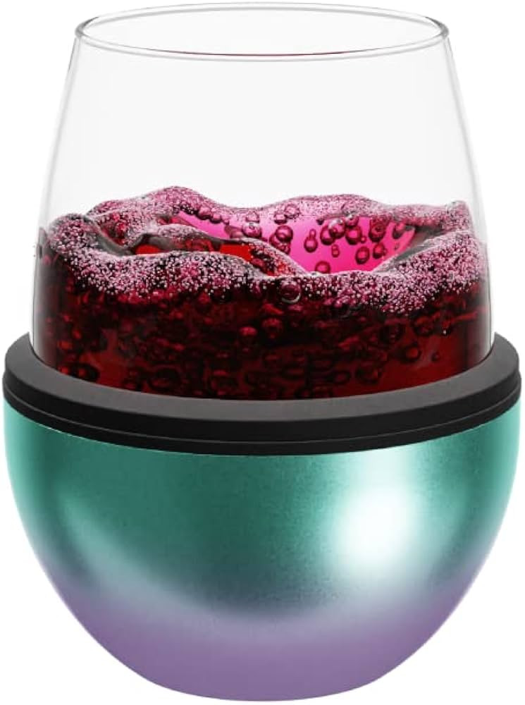 asobu Stemless Wine Glass with Insulated Stainless Steel Sleeve, 15 Ounces (Unicorn) | Amazon (US)