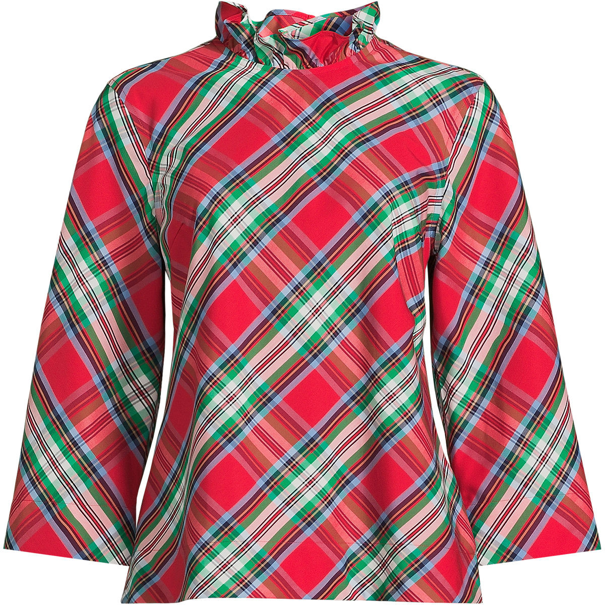 Women's 3/4 Sleeve No Iron Sleeve Ruffle Top | Lands' End (US)