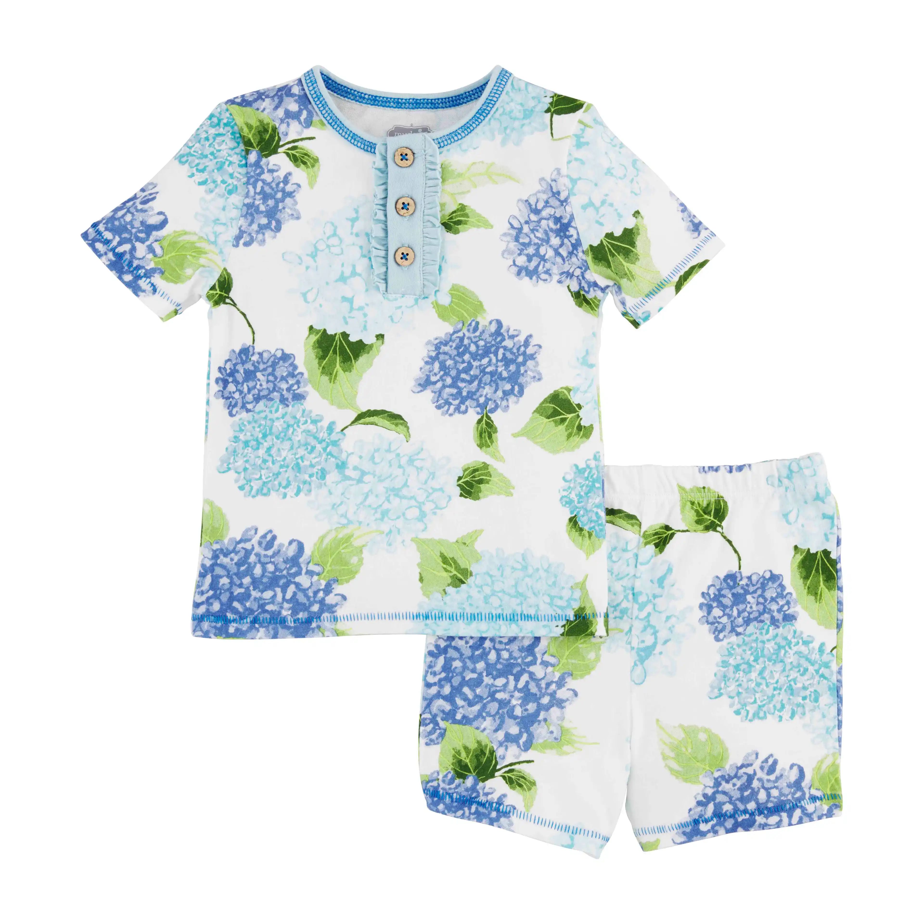 Blue Hydrangea Toddler Pajama Set | Mud Pie (US)