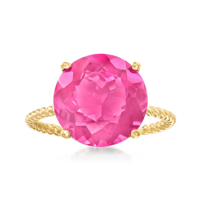 8.50 Carat Pink Topaz Twisted Ring in 14kt Yellow Gold | Ross-Simons