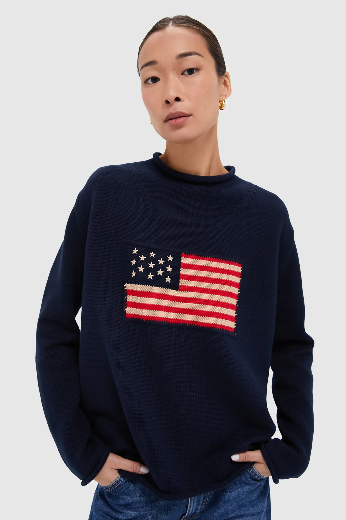 Navy Cotton Americana Sweater | Tuckernuck (US)