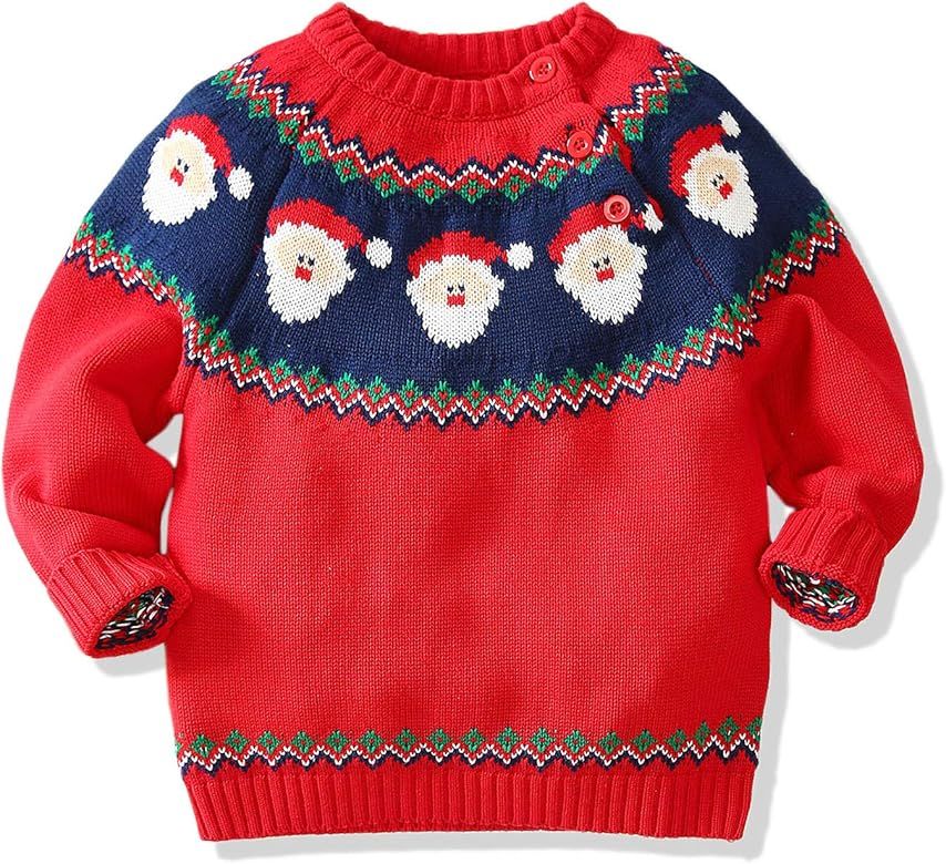 Miccina Baby Toddler Boys Christmas Sweater Girls Knit Pullover Sweatshirt Outfit Kids Ugly Basic To | Amazon (US)