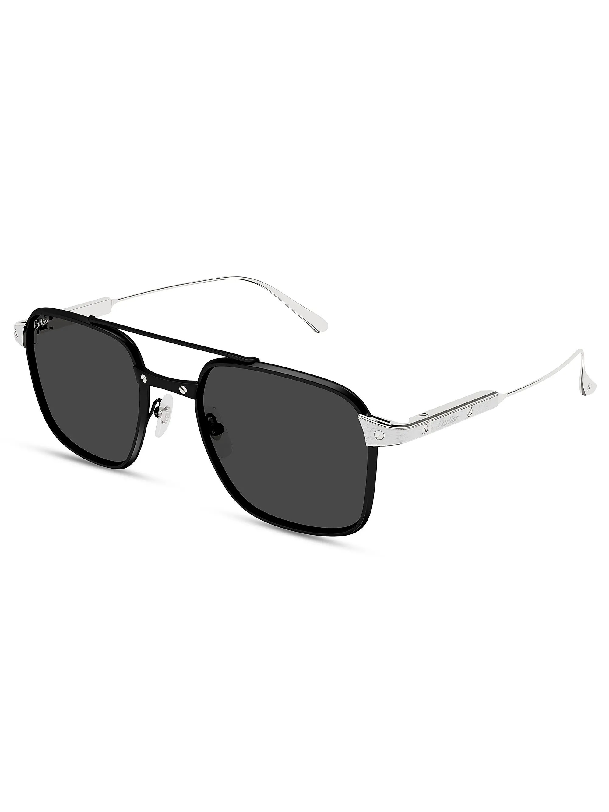 Cartier Santos Light 54MM Square Sunglasses | Saks Fifth Avenue | Saks Fifth Avenue