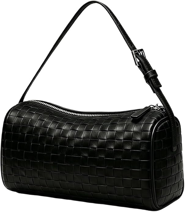 Woven Crossbody Bags for Women Mini Barrel Hobo Purse Braided Faux Leather Shoulder Bag with Adju... | Amazon (US)