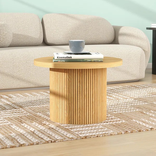 Charleily Pedestal Wood Round Coffee Table | Wayfair Professional