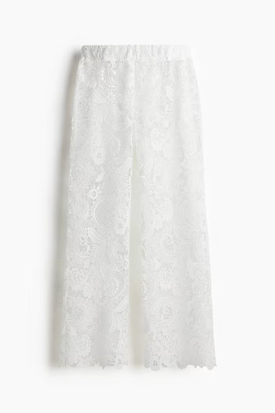 H & M - Wide lace trousers - White | H&M (UK, MY, IN, SG, PH, TW, HK)