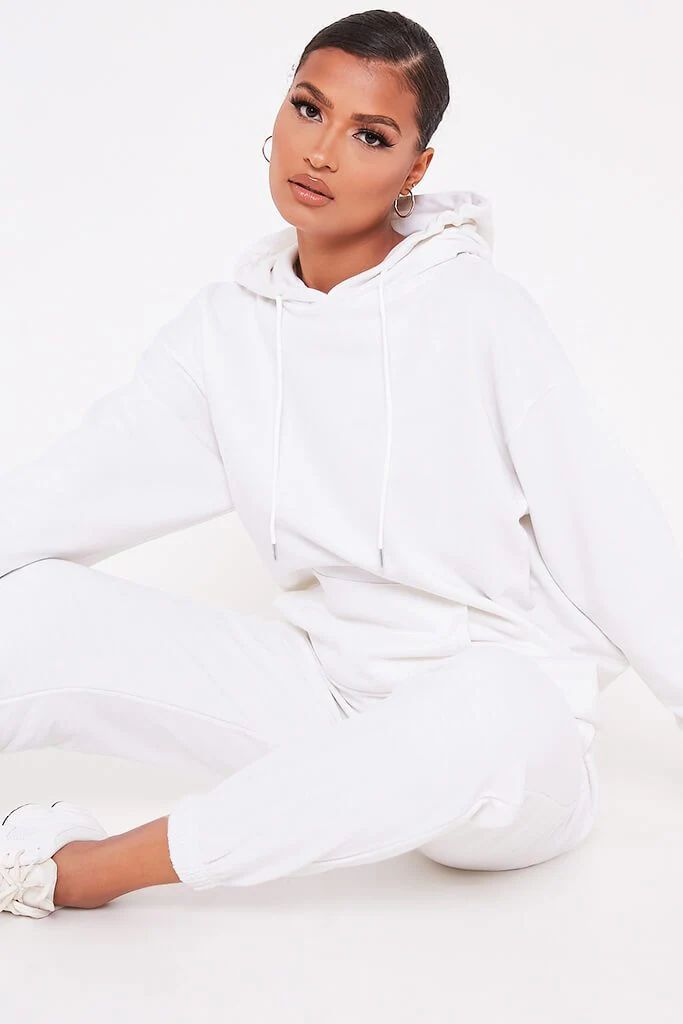 White Recycled Drawstring Hoodie | ISAWITFIRST