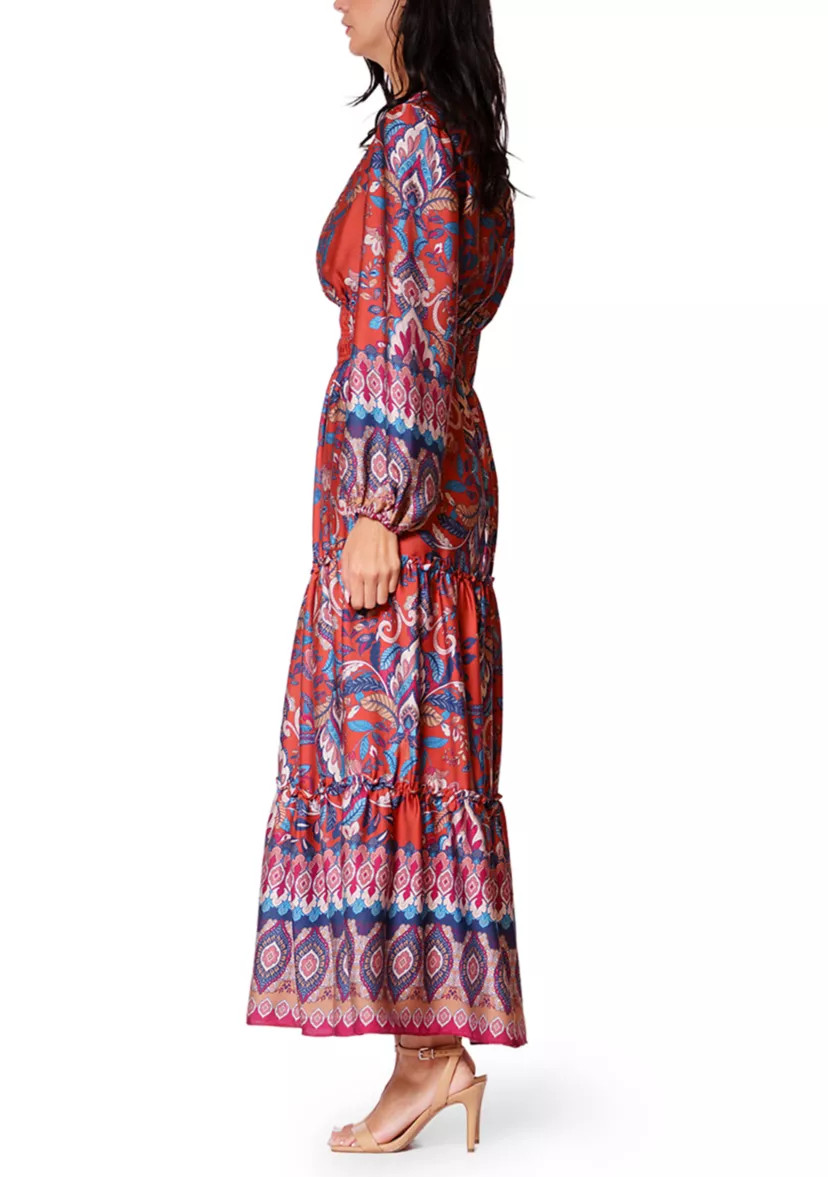 Women's Long Sleeve Printed Crepe A-Line Dress | Belk