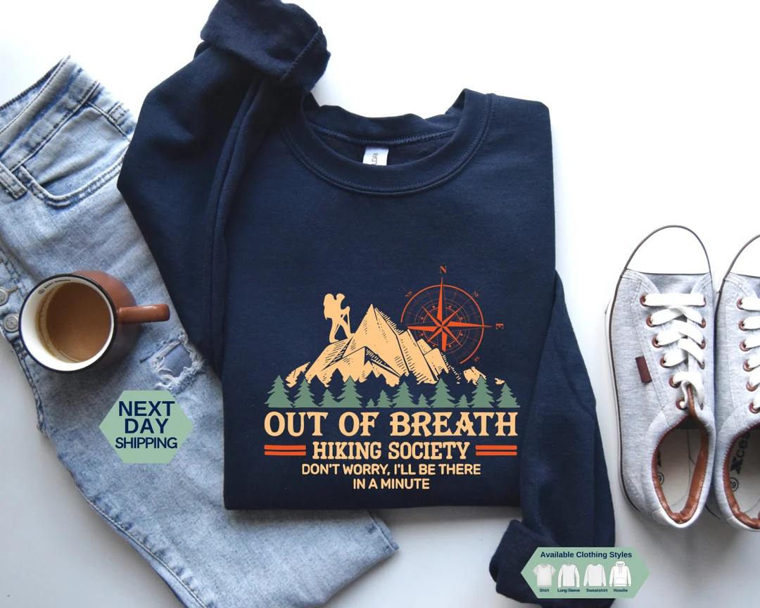 Out of Breath Hiking Society Shirt, Funny Hiking Hoodie, Forest Camper Shirt, Hiking Society, Gif... | Etsy (US)