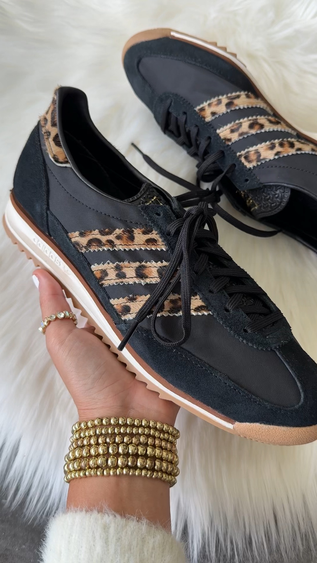 Adidas leopard sneakers now $57 at checkout with code SPRING originally $110

 sl 72 og sneakers. I went down a half size 