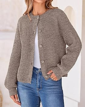 BTFBM Cardigan Sweaters for Women Fall 2025 Long Sleeve Button Down Soft Loose Chunky Knit Outwea... | Amazon (US)