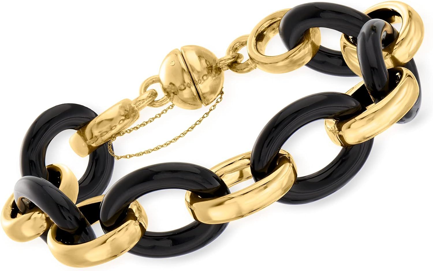 Ross-Simons Andiamo 14kt Yellow Gold Over Resin and Black Onyx Link Bracelet With Diamond Accent ... | Amazon (US)