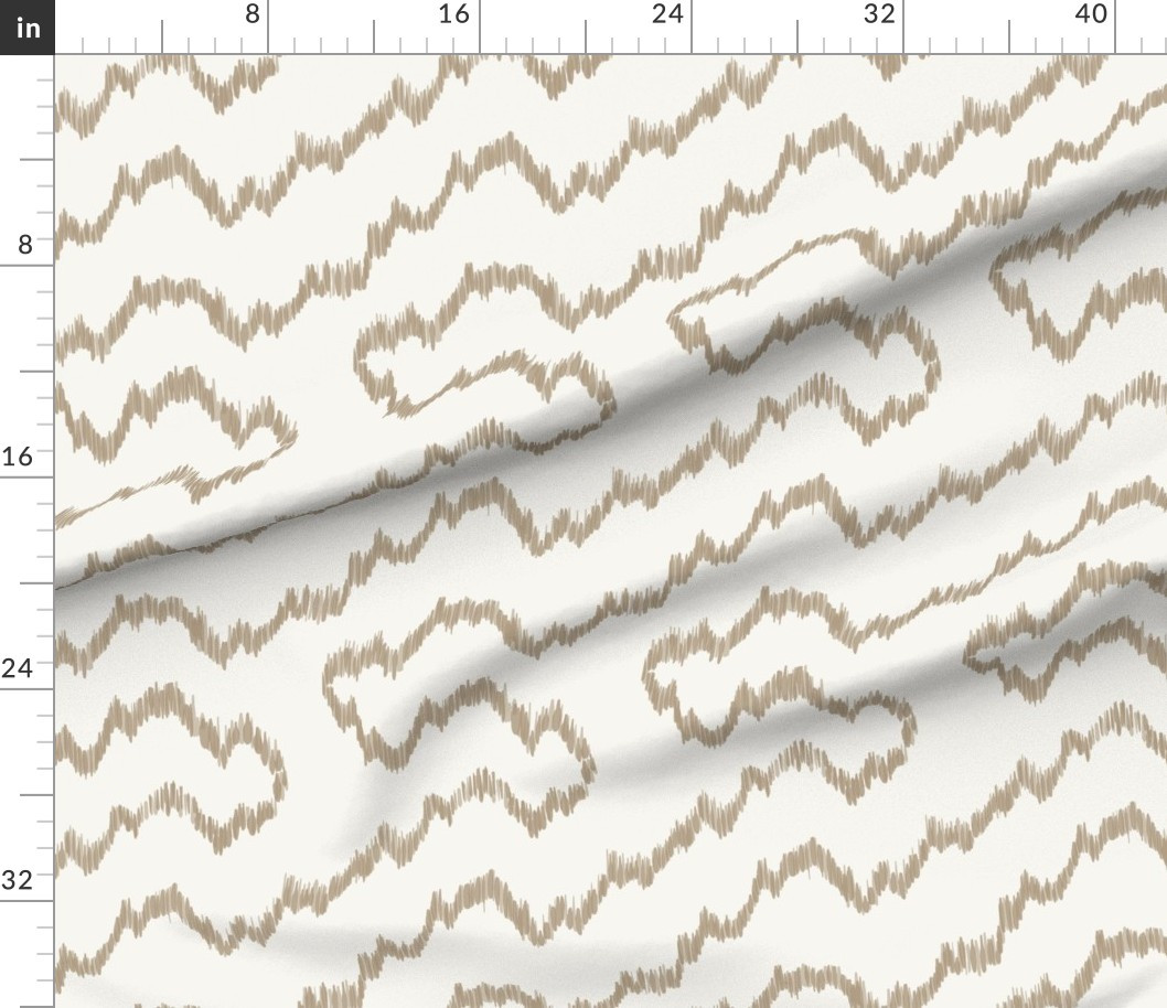 Rambling Ikat Tan on Soft White Fabric | Spoonflower | Spoonflower