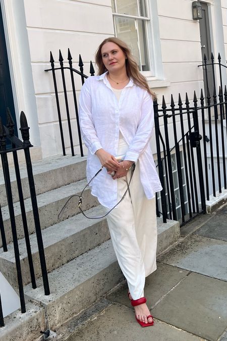 all white and comfortable! 

summer outfit, linen, linen shirt, oversized fit, oversized, classic style, chic style, curvy chic, curvy fashion, midsize, silver bag, white trousers

#allwhiteoutfit #whiteoutfit #linenshirt #curvystyle 

#LTKeurope #LTKmidsize #LTKcurves
