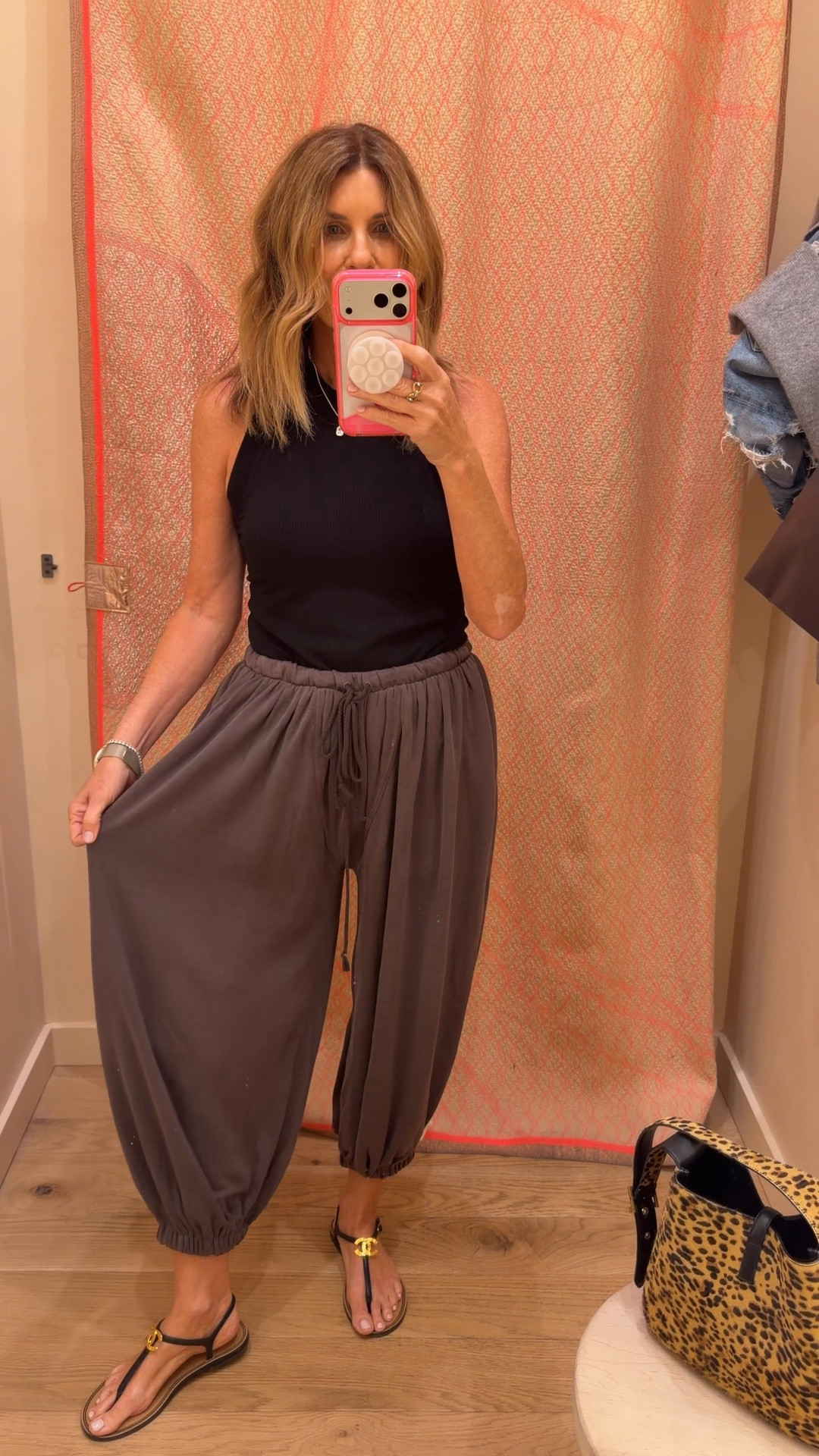 Wearing a size small in the color chocolate momentum balloon pants

#LTKOver40