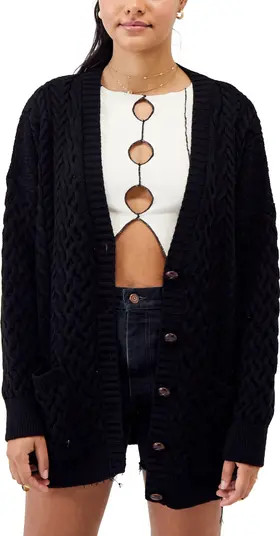 Aran Mix Stitch Cotton Blend Cardigan | Nordstrom