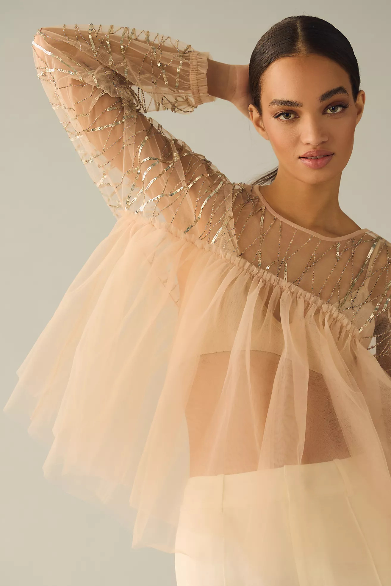 Forever That Girl Embellished Sheer Top | Anthropologie (US)