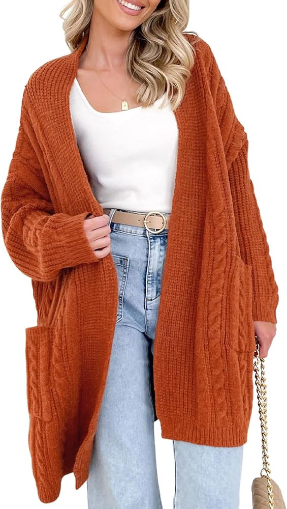 Sidefeel Women's Cardigan Sweaters Open Front Long Sleeve Knit Chunky Sweater Coats | Amazon (US)
