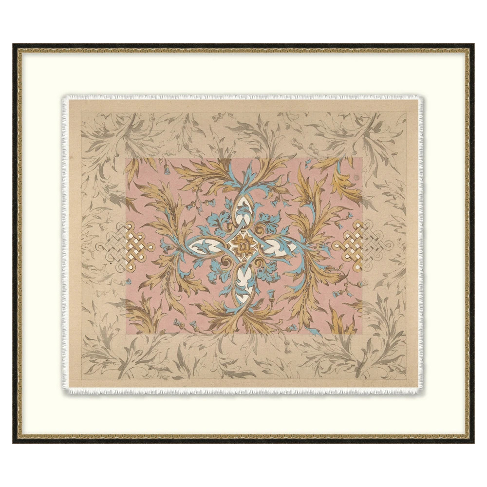 Minerva Updated Traditional Pink Abstract Black Frame Illustration - 20x23 | Kathy Kuo Home