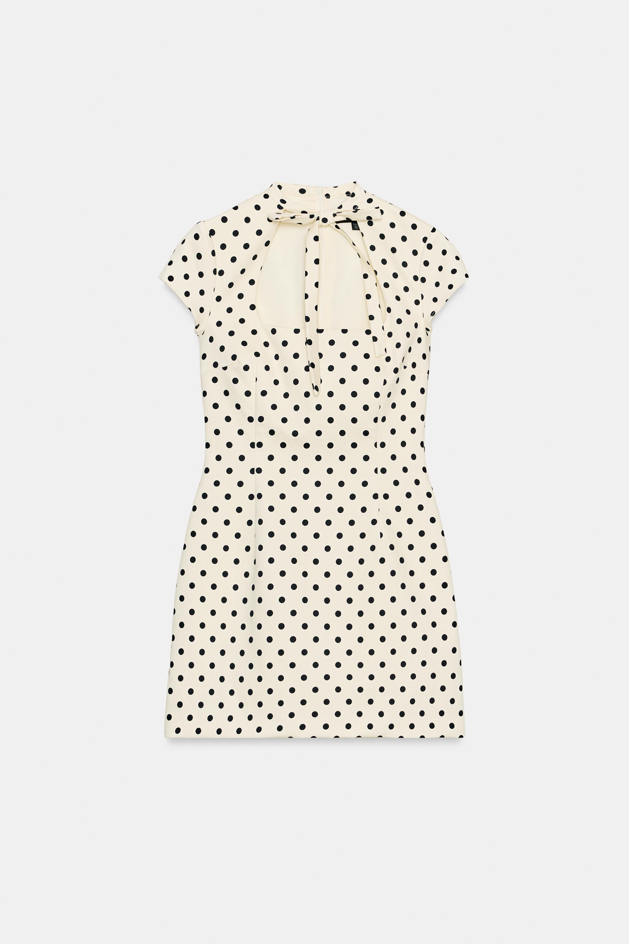 SHORT POLKA DOT TIE DRESS | Zara Canada