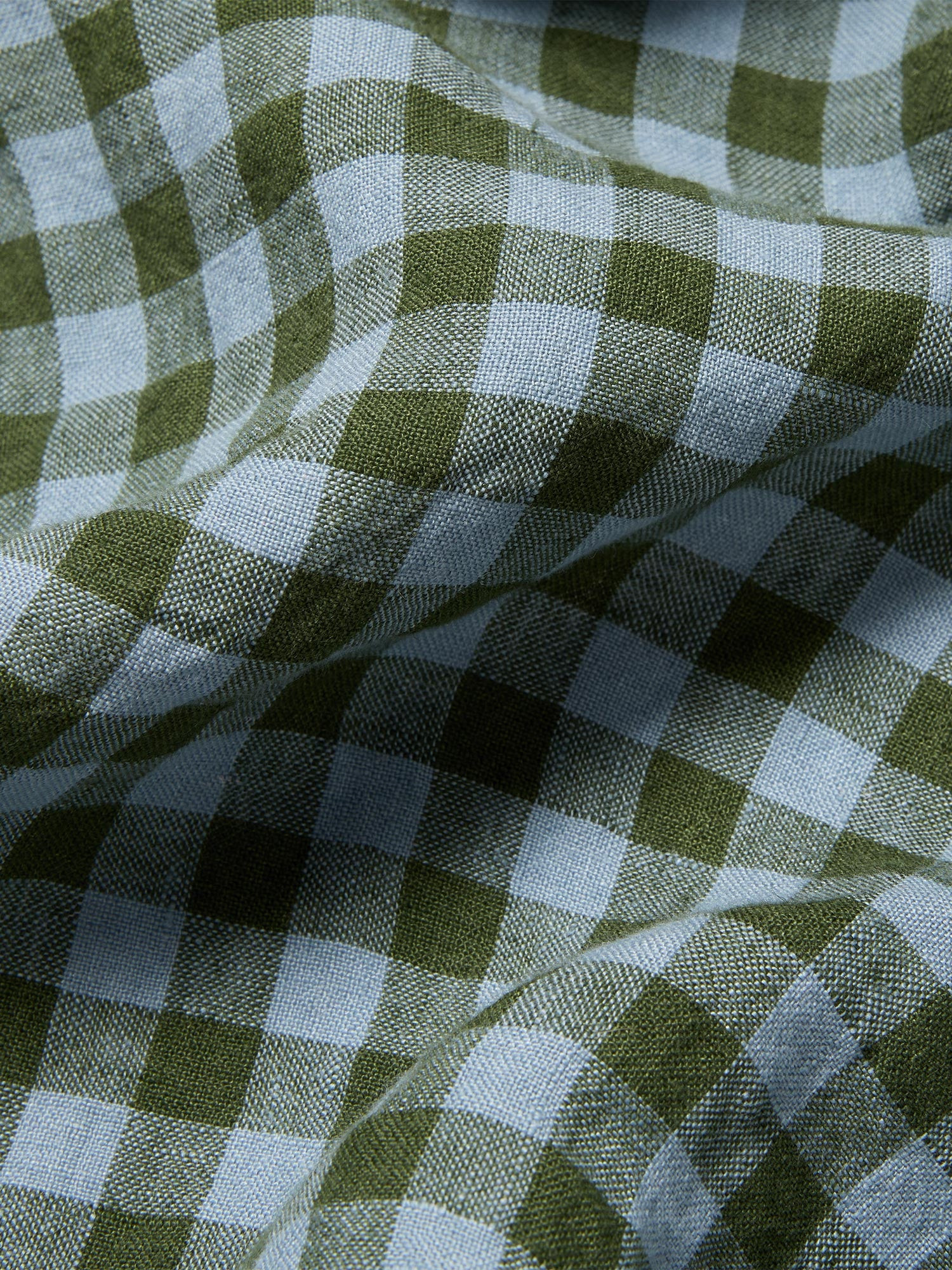 Fern Green & Dusk Blue Colour Drenched Gingham Linen Blend Pillowcases | Piglet