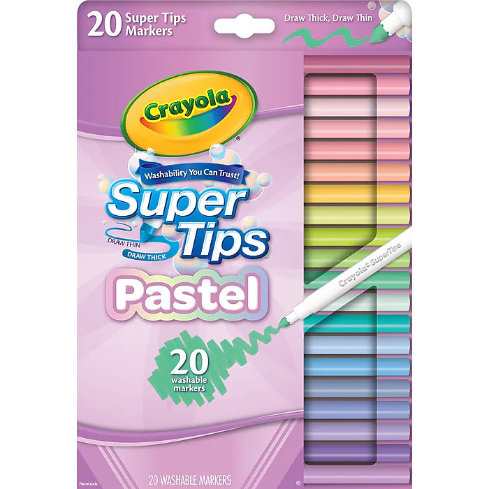 Crayola Super Tips Pastel Washable Kids Markers, | Staples