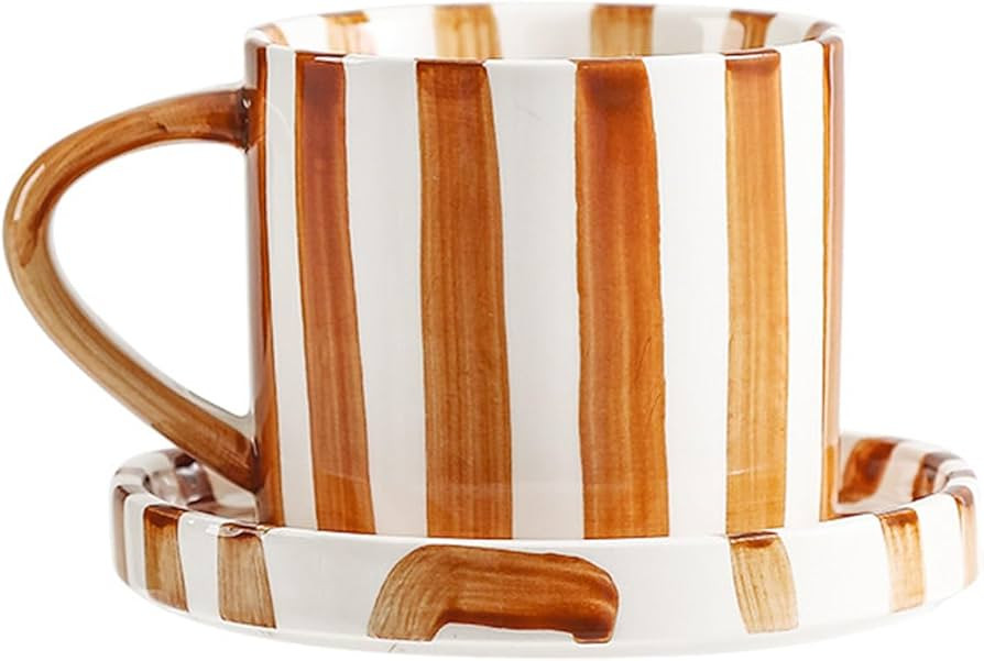 Espresso Cups Ceramic Coffee Mug Series European Striped Dot Coffee Cup And Saucer Mug Cake Plate... | Amazon (US)