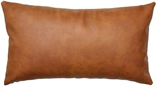 JOJUSIS Modern Leather Throw Pillow Cover for Couch Sofa Bed 12 x 20 Inch 100% Faux Leather | Amazon (US)