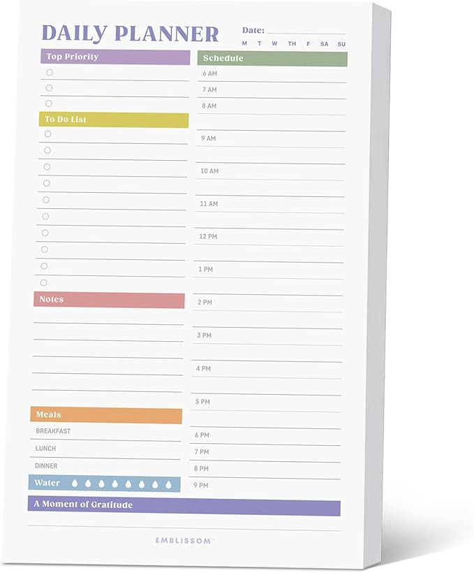 Daily Planner Notepad, 5.5 x 8.5" Tear-Off Pad – 70 Undated Sheets Focus-Enhancing Desktop Orga... | Amazon (US)