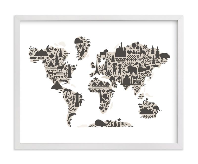 "Little Big World Map" - Kids Open Edition Non-custom Art Print by Jessie Steury. | Minted