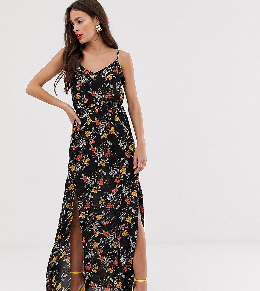 Boohoo maxi slip dress in navy floral-Multi | ASOS (Global)