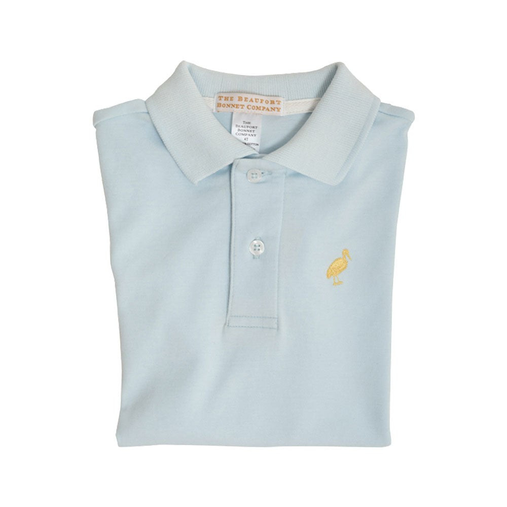 Prim & Proper Polo & Onesie - Buckhead Blue with Bellport Butter Yellow Stork | The Beaufort Bonnet Company