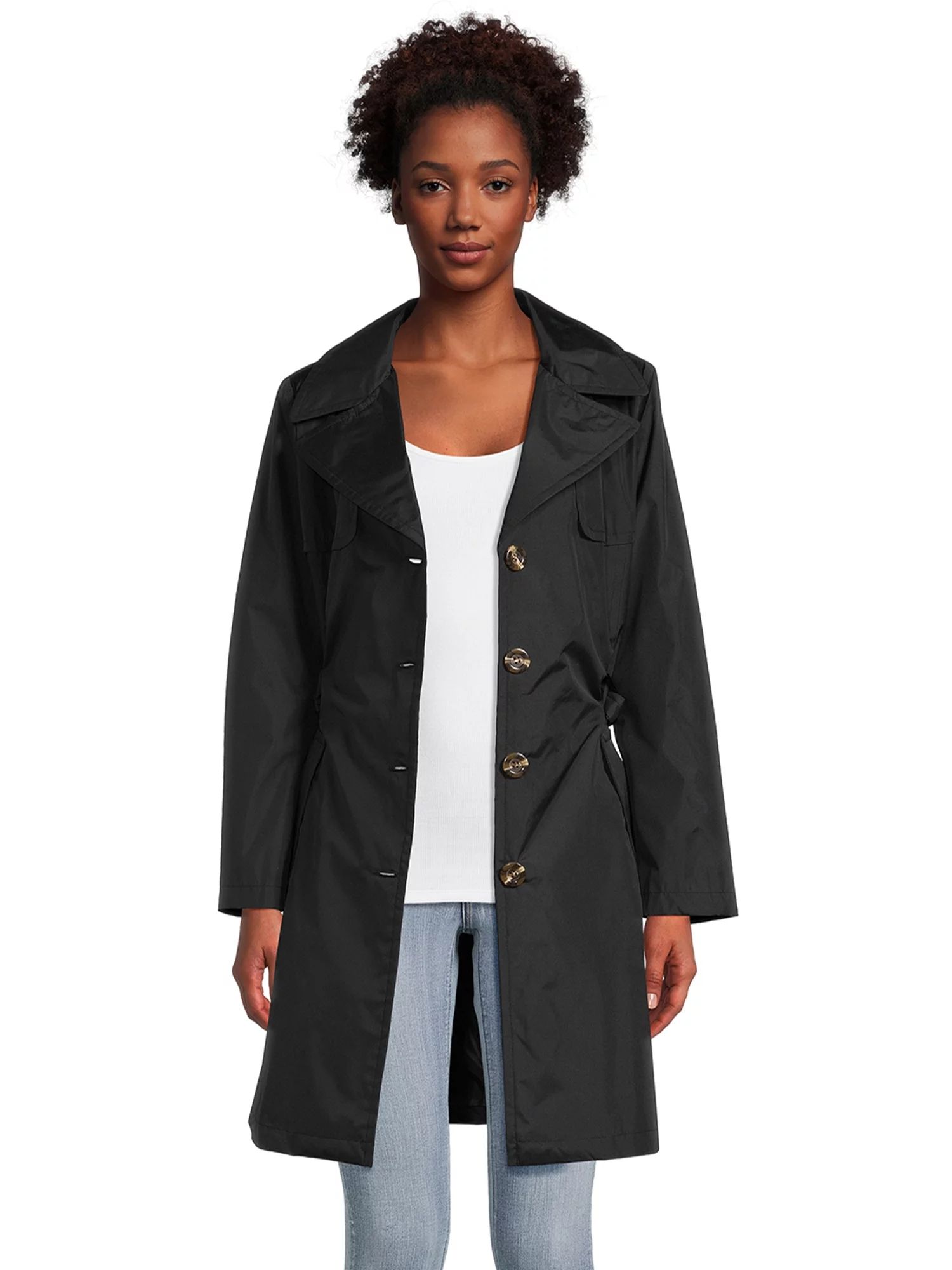 Urban Republic Women's Poly-Techno Hooded Trench Coat, Sizes S-XL | Walmart (US)