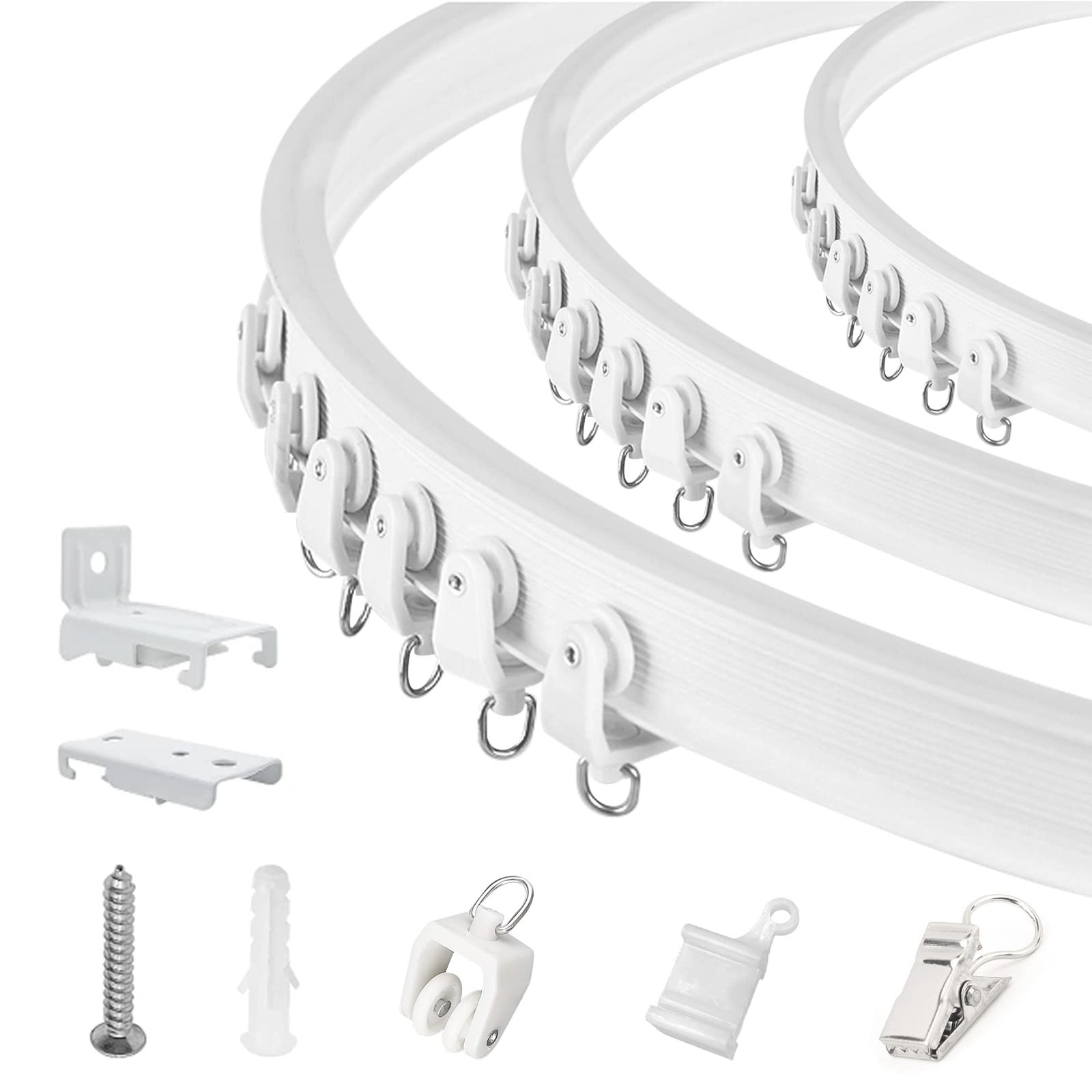 Ceiling Curtain Track Flexible Bendable Curtain Track Ceiling Wall Mount Curved Ceiling Curtain T... | Amazon (US)