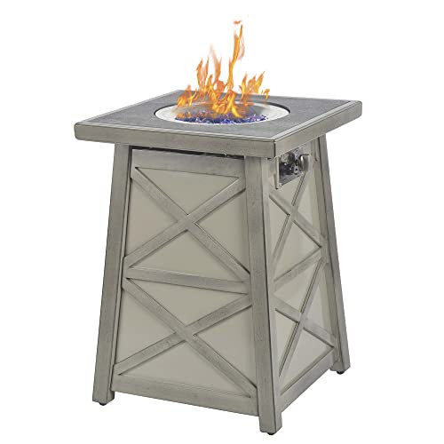 BAIDE HOME Outdoor Square Aluminum Propane Fire Pit Table, 19.5" Sintered Stone Top Gas Fire Pits fo | Amazon (US)