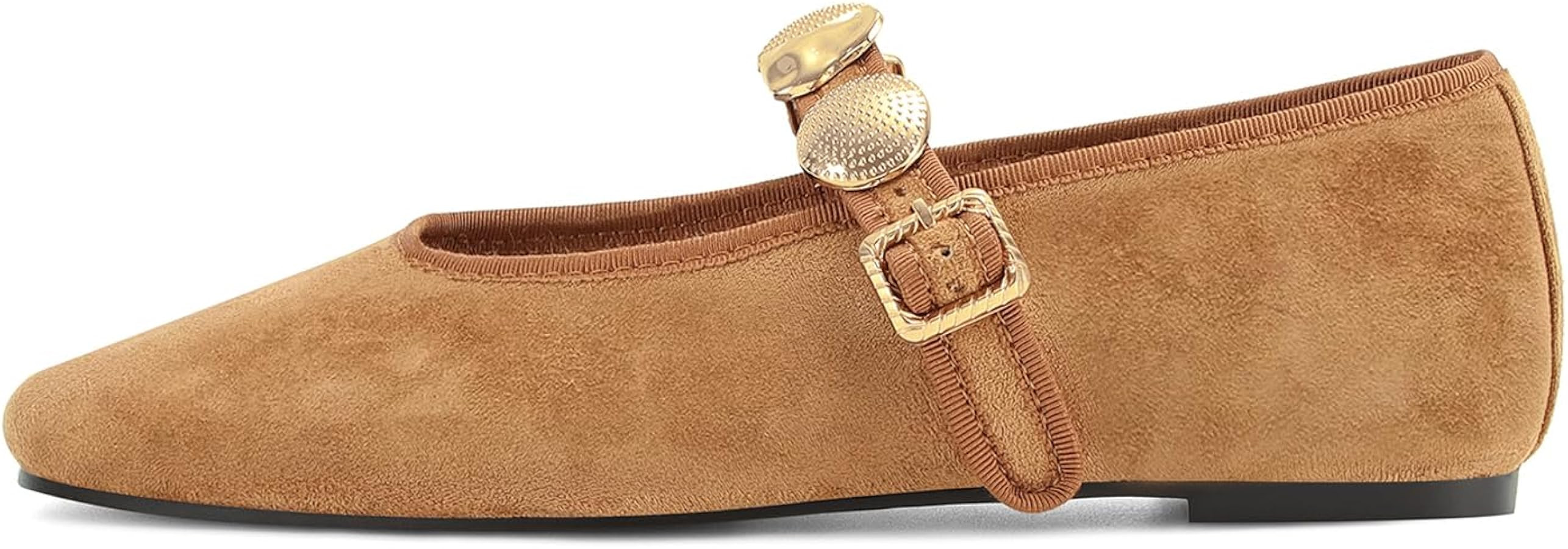 DOEYG Studded Ballet Flats Shoes for Women Round Toe Mary Jane Flats Buckle Strap Dressy Comforta... | Amazon (US)