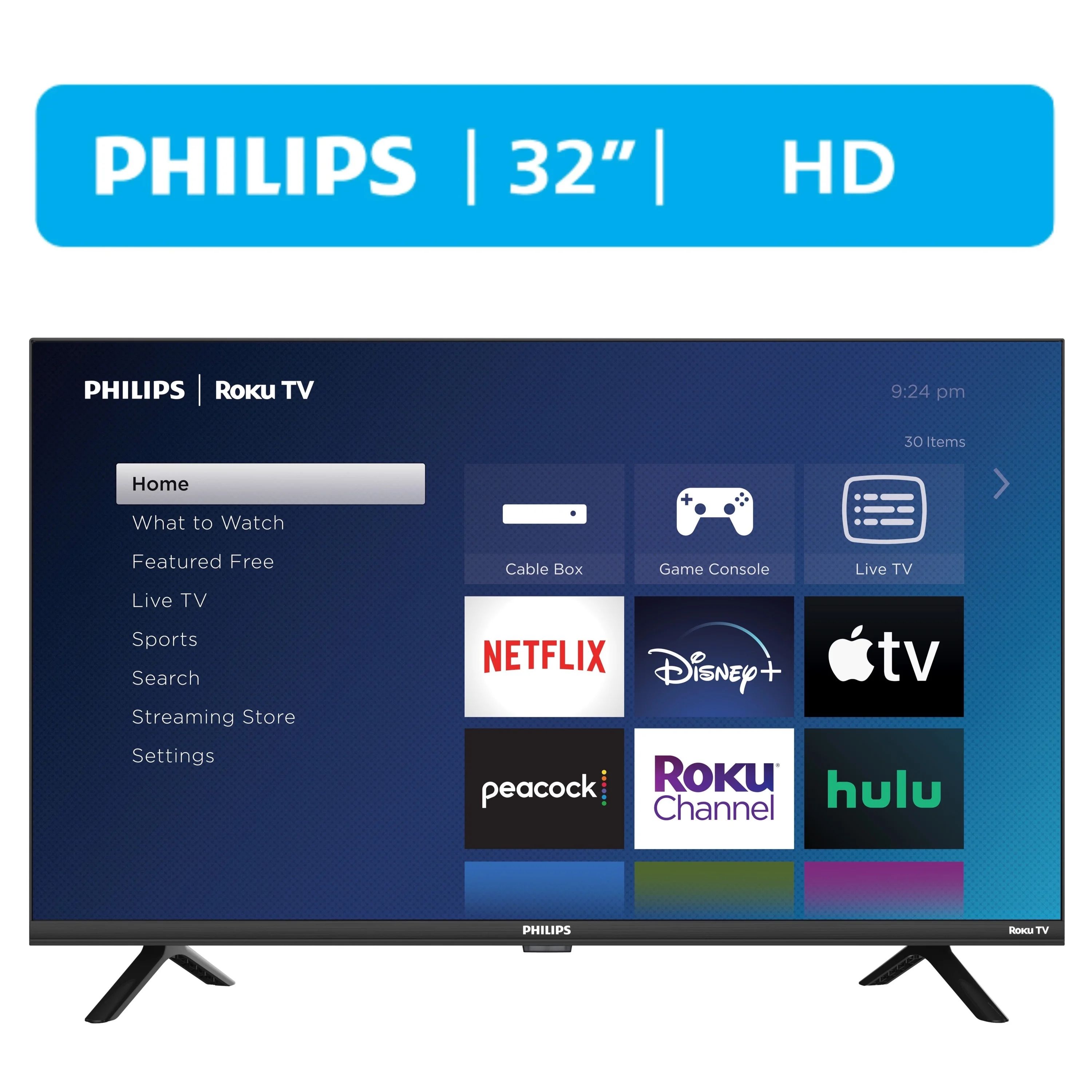 Philips 32" Class HD (720P) Smart Roku Borderless LED TV (32PFL6452/F7) (New) | Walmart (US)