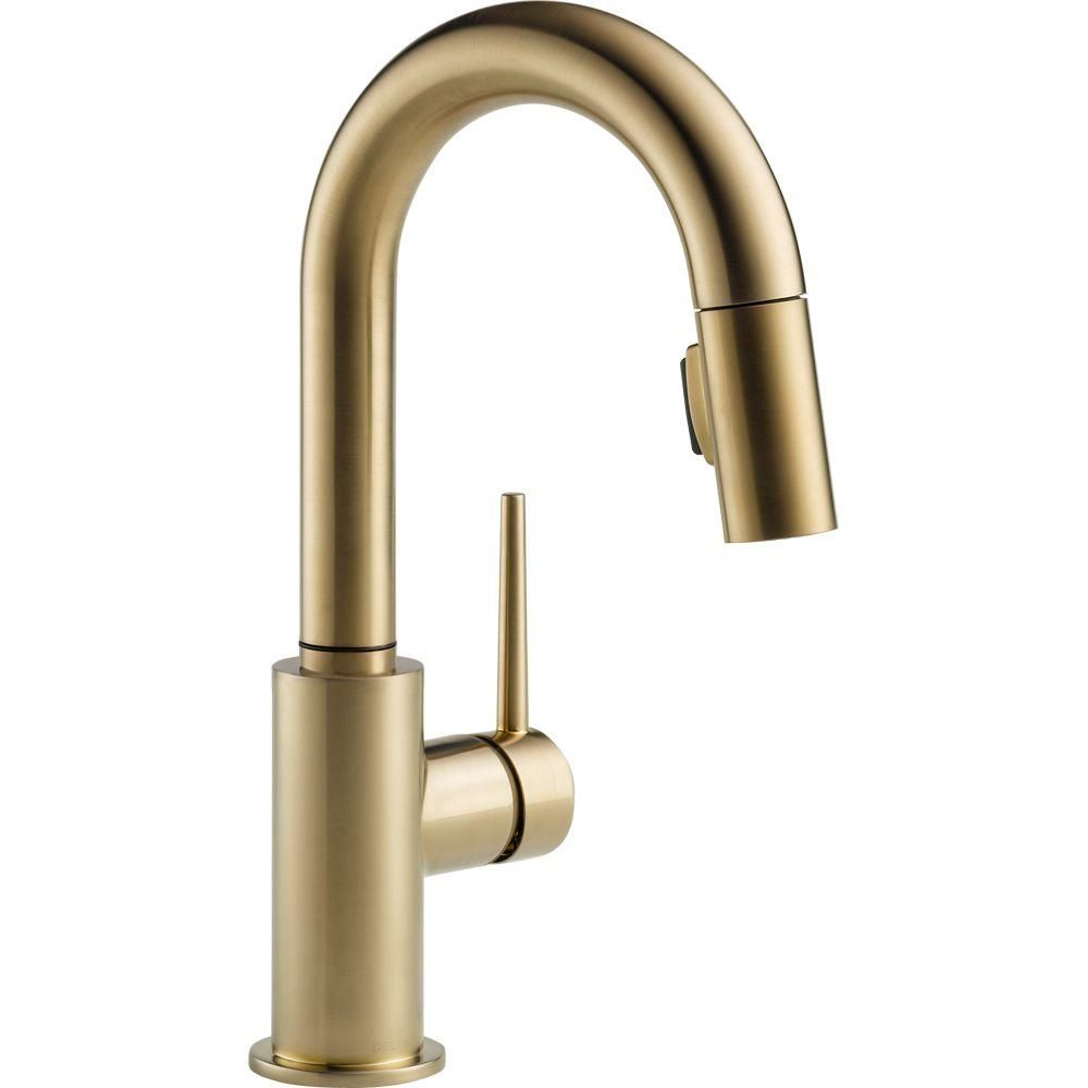 Trinsic Single-Handle Pull-Down Sprayer Bar Faucet with MagnaTite Docking in Champagne Bronze | The Home Depot
