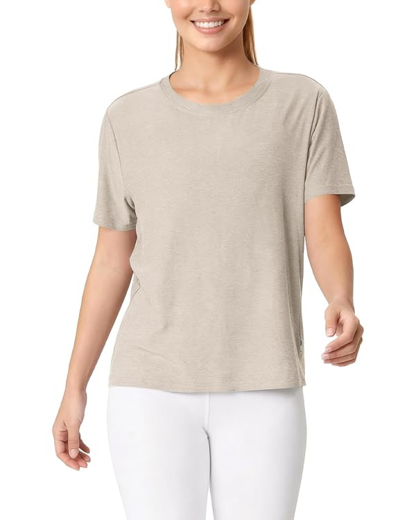 ODODOS Women's Performance Cropped Tee Ultra Soft odSTRATUM Tech Short Sleeve Relaxed Top Crew Ne... | Amazon (US)